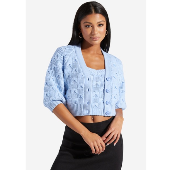 TEXTURE CARDIGAN BLUE - Picture 6 of 6